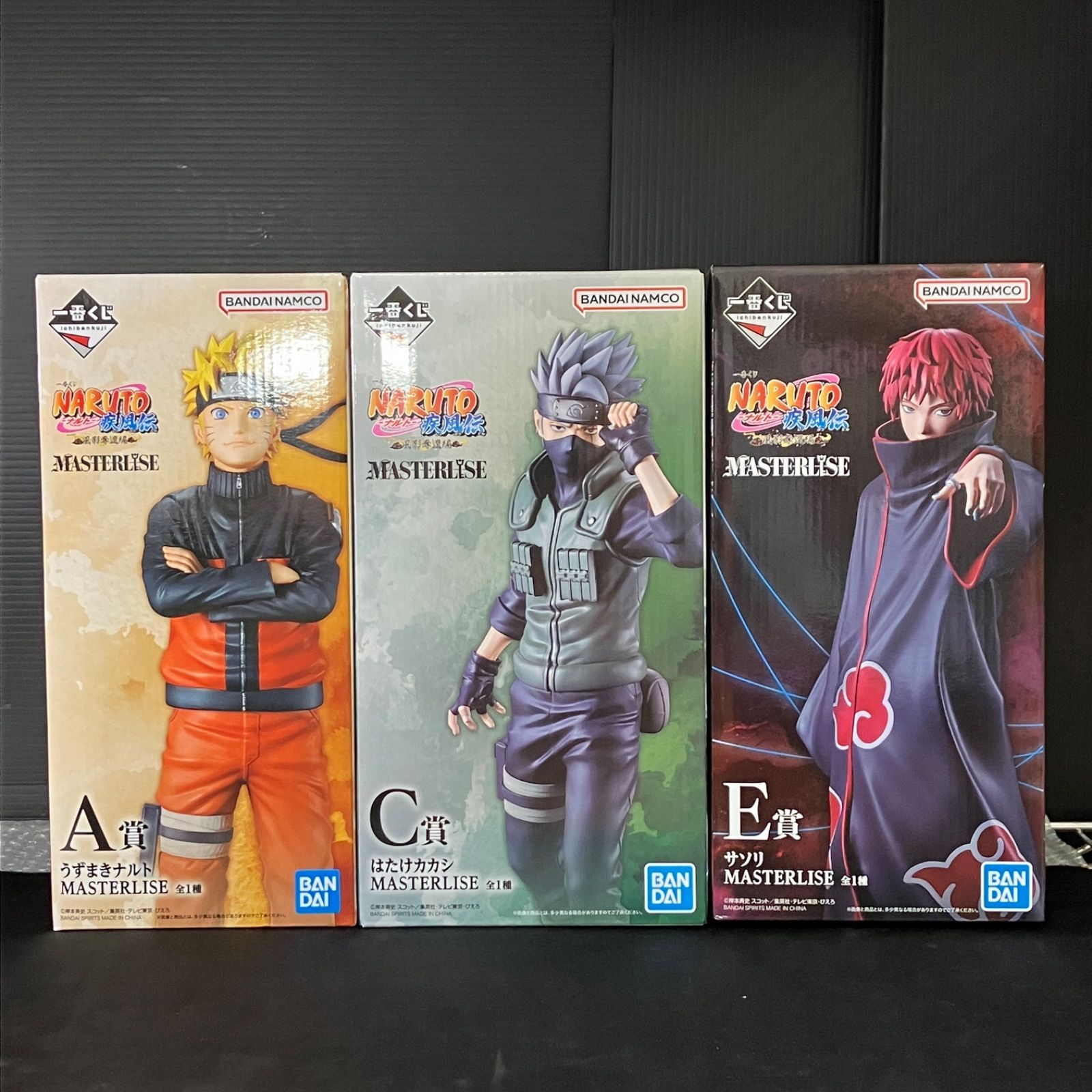 新品未開封 一番くじ NARUTO ナルト 疾風伝 風影奪還編 A賞 うずまきナルト C賞 はたけカカシ E賞 サソリ