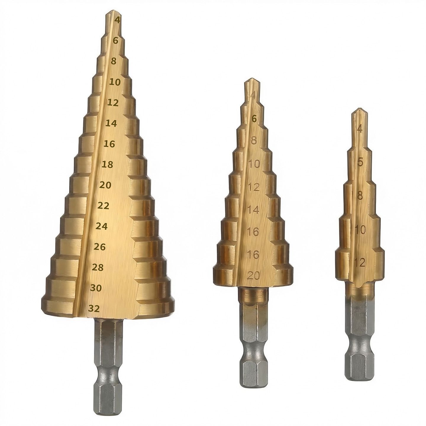 ステップドリル ドリルビット タケノコドリル ドリルビットセット ３本セット 六角 4-32mm インパクトドライバー対応 穴あけ thumbnail 7
