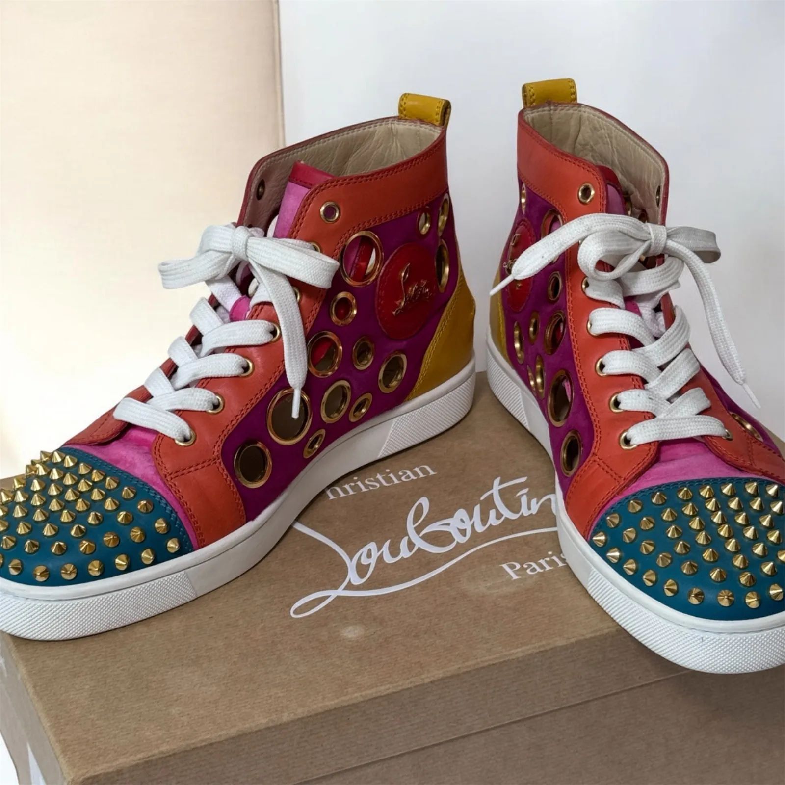 Christian Louboutin クリスチャンルブタン レザー バブルスパイクスタッズ ハイカットスニーカー 41 26㎝