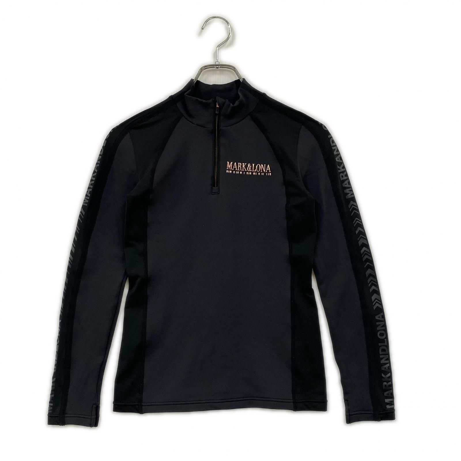 中古 レディース マークアンドロナ MARK&LONA 長袖シャツ 36(S) 黒 ブラック ハーフジップ 裏起毛