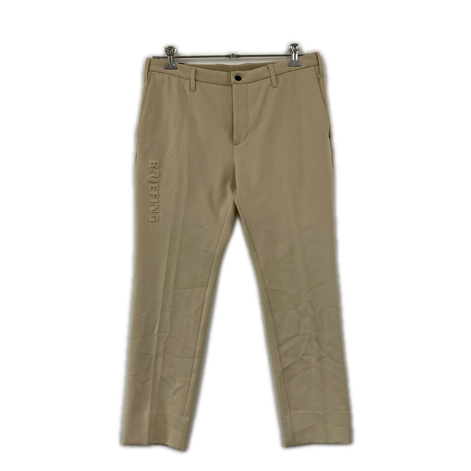 中古 メンズ ブリーフィング BRIEFING パンツ L ベージュ ストレッチ シンプル 立体ロゴ