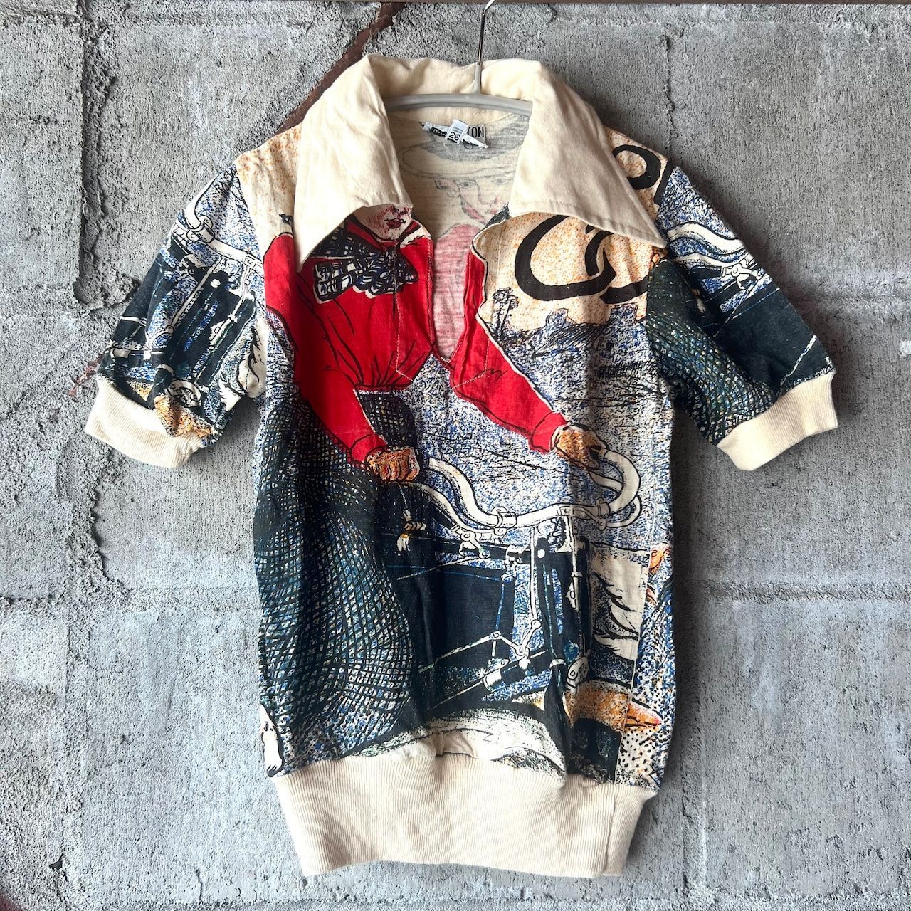 -used- vintage pullover art shirt (kids) (made in India) | 古着 ヴィンテージ プリント プルオーバー アート 絵画 半袖シャツ インド製