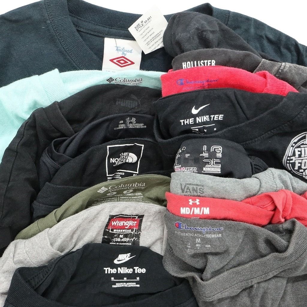 古着卸 まとめ売り ブランドMIX Tシャツ 16枚セット ( メンズ M ) コロンビア ノースフェイス チャンピオン ナイキ 中古 古着 NG2458
