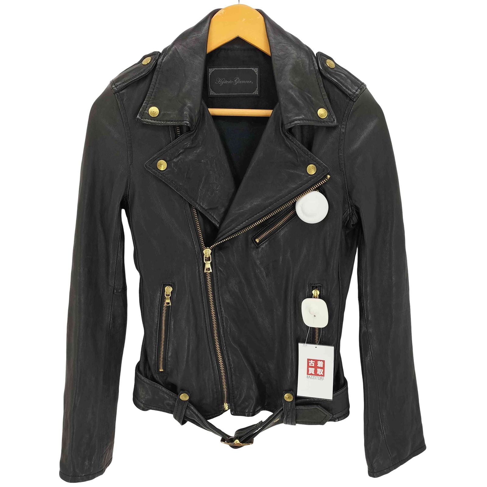 ヒステリックグラマー HYSTERIC GLAMOUR ラムレザー ダブルライダースジャケット レディース FREE