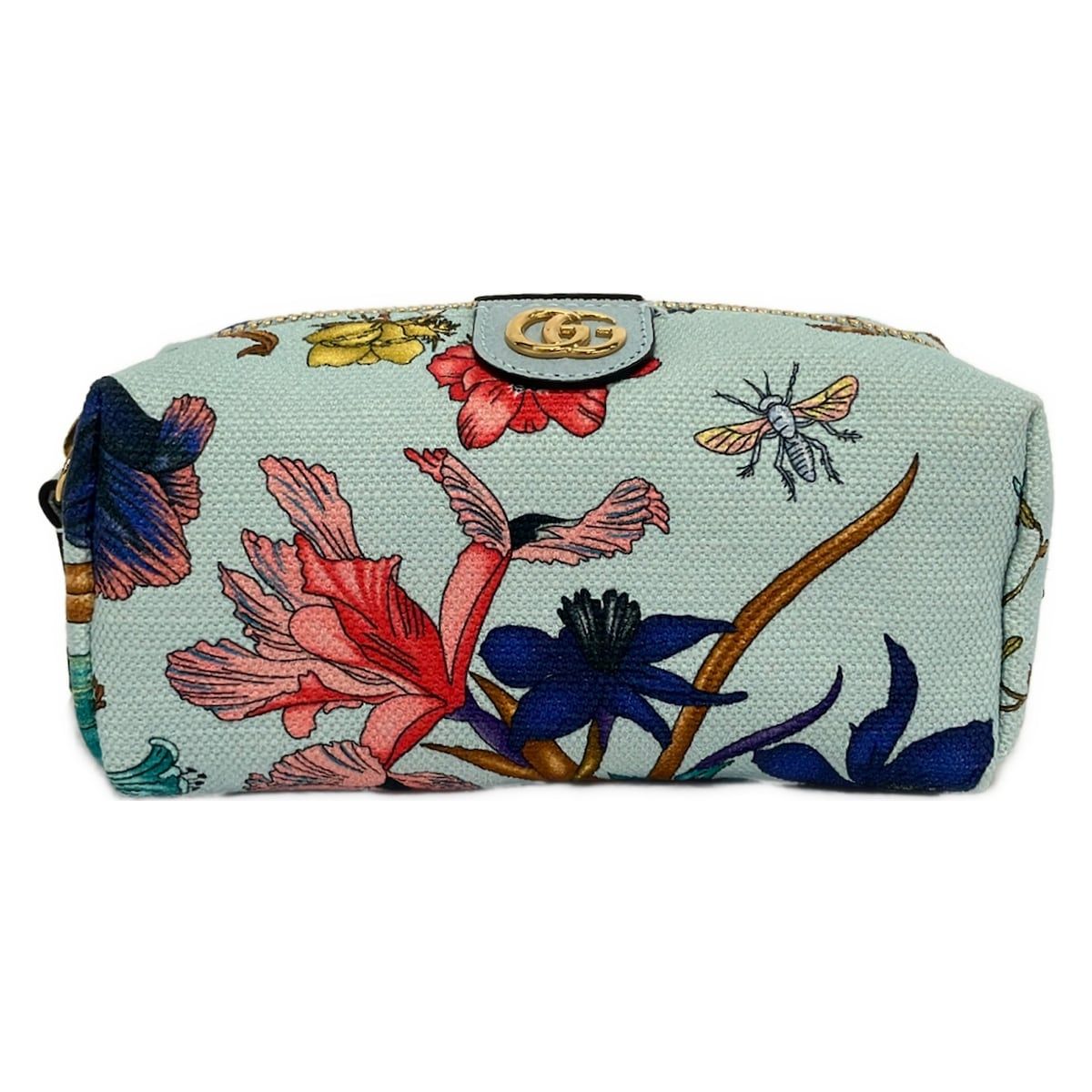 GUCCI(グッチ) ポーチ美品 フローラ 577355 ライトブルー×ピンク×マルチ LIMITED EDITION レザー