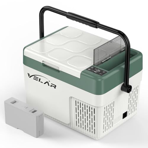 VELAR ポータブル冷蔵庫 12L 車載冷蔵庫 急速冷蔵冷凍 -20℃?20℃ 小型冷蔵庫 省スペース ハンドル付き バッテリー付き 12V/24V車載用 アウトドア キャンプ 車中泊G12TD-B1 (12L-バッテリー付き)ts