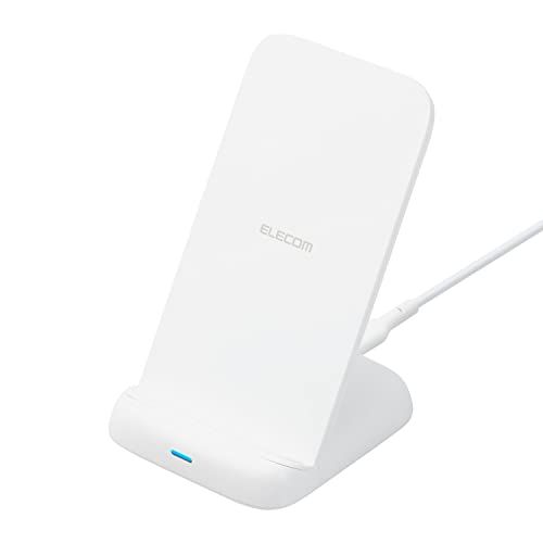 エレコム (ELECOM) ワイヤレス充電器 Qi認証 最大10W出力 スタンド 3コイル搭載 滑り止めパッド Type-C(入力ポート) C-Cケーブル付属 EPP規格対応 【iPhone/Galaxy/Xperia/Pixel/OPPO/AQUOS/Aas