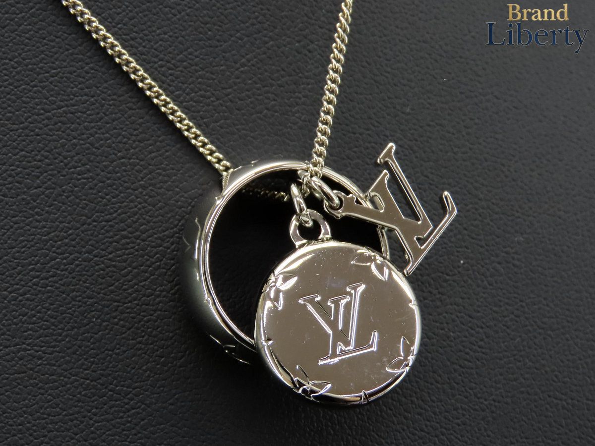 【ほぼ新品】ルイヴィトン LOUIS VUITTON リングネックレス モノグラム ネックレス ペンダント リング 指輪 シルバー M62485