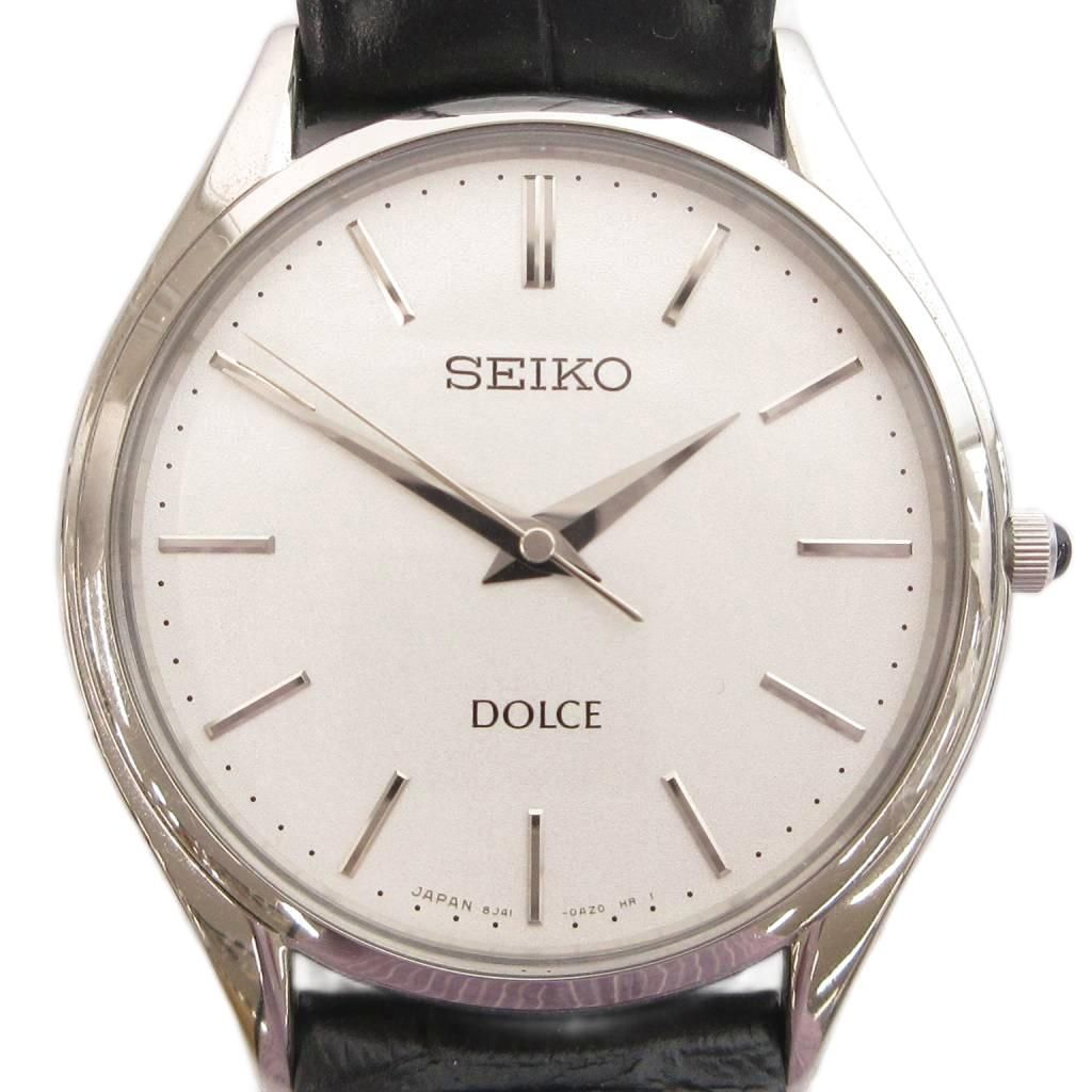 Seiko SEIKO DOLCE Watch Watch Quartz SACM171 Leather Band Dial White Black Black Silver Color/GV