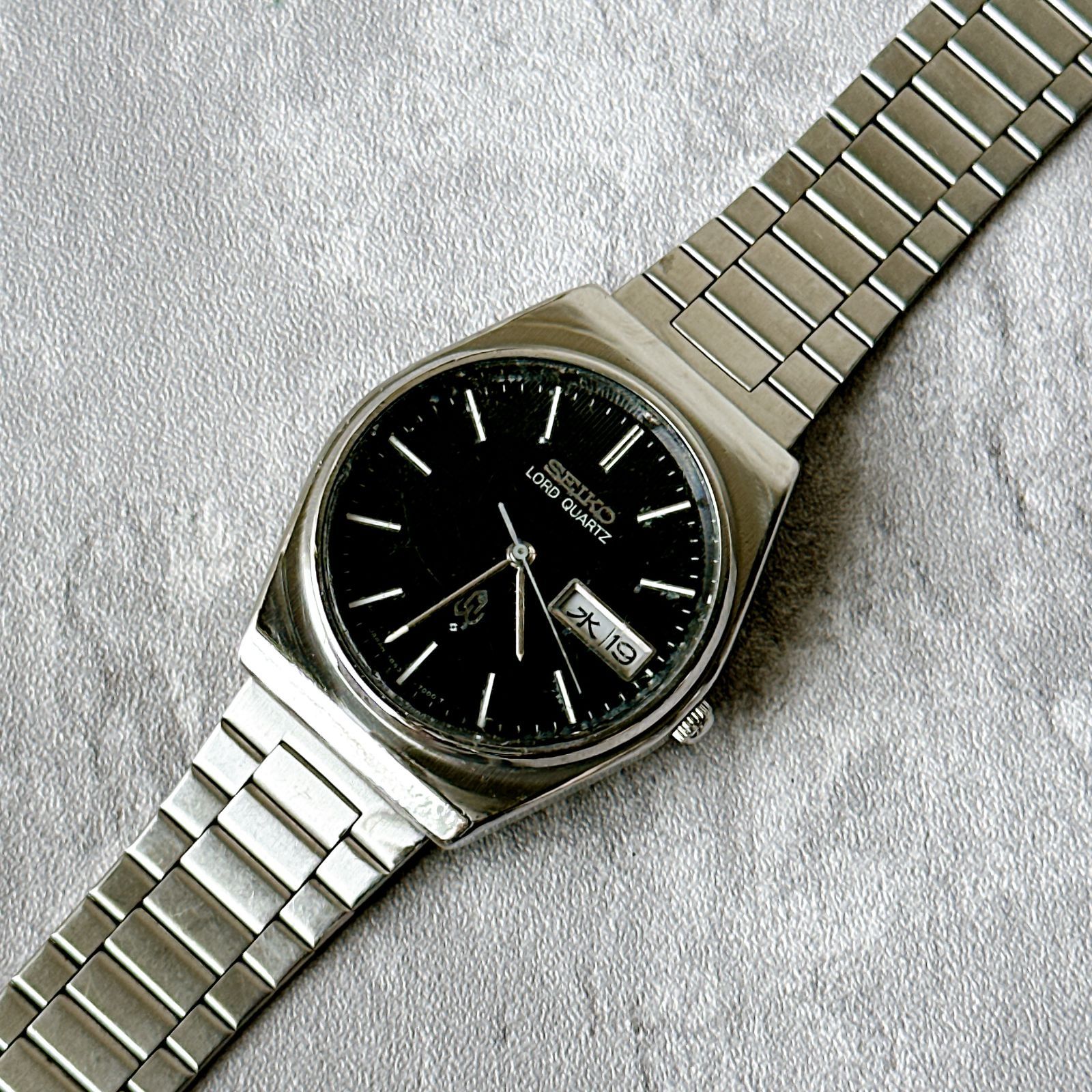 SEIKO LORD QUARTZ Seiko Road Quartz 7853-7010 Vintage Black Dial Day Date Black Dial Genuine Breath Style Quartz Mens Watch