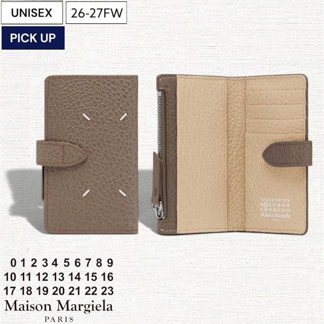 【26-27秋冬新作/定価67,100円】Maison Margiela メゾンマルジェラ メゾンを象徴的する4ステッチがアクセントを添える！手帳型カードケースウォレット カードケース 小銭入れ ミニ 財布 二つ折り CARD HOLDER マルタン トープ