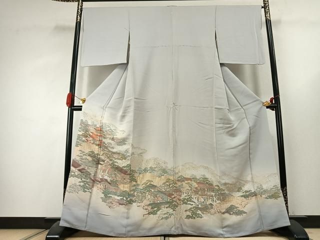 平和屋着物●豪華色留袖　寿光織　風景人物文　金糸　さが美扱い　正絹　逸品　AABK1466fy