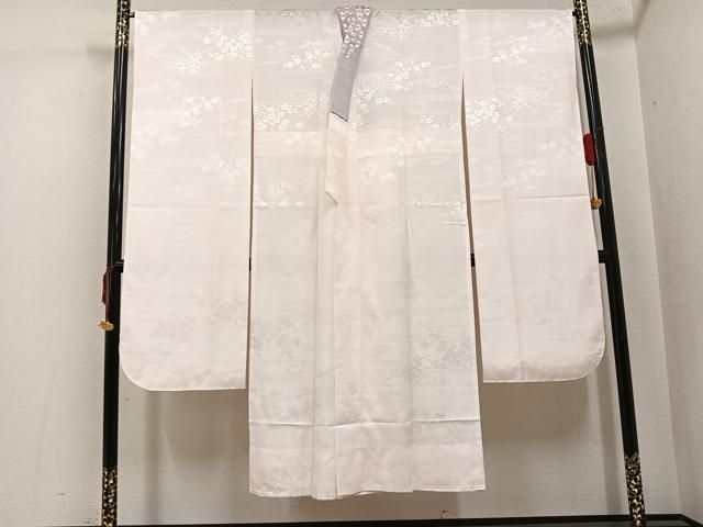 平和屋着物●振袖用長襦袢　無双仕立て　草花地紋　桜色　半衿刺繍　洗える着物　未使用　AABJ0026ph