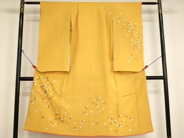平和屋着物[]七五三　女の子　７歳　祝着　四つ身　総刺繍　舞桜文　金糸　逸品　AABI2869ja