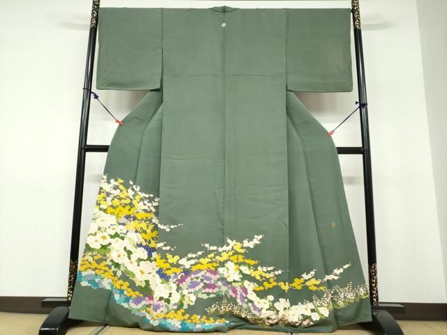 平和屋着物●豪華色留袖　草花文　正絹　逸品　DABF1383ud