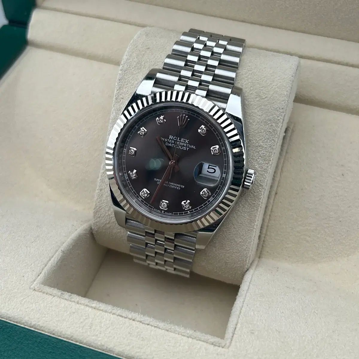 ROLEX ロレックス デイトジャスト スレート 10P スチール 41mm 126334 (1000054133)