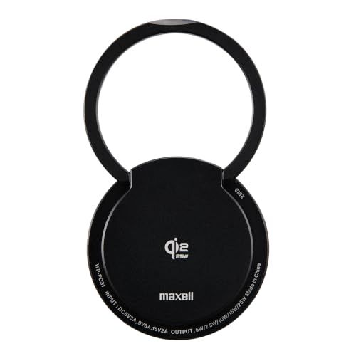 マクセル(maxell) Qi(チー)対応ワイヤレス充電器 Air Voltage(エアボルテージ) WP-PD31BK | 最大25W出力で充電が速い。マグネット式。iPhone、AirPods、AirPods Proなどのワイヤレス充電に対応。as