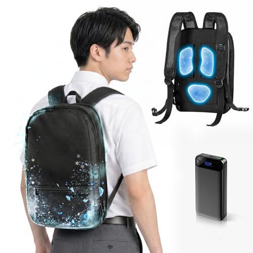[JIAE] ペルチェ冷却板バックパック【最大-25℃ 瞬間冷却 30000mAh 大容量バッテリー】冷却板3枚搭載、冷却ベスト ペルチェ素子 静音 速冷 薄型＆コンパクト 他の作業服と組み合、現場/屋外作業/キャンプ/熱中症対策/PSE認証済み Ju