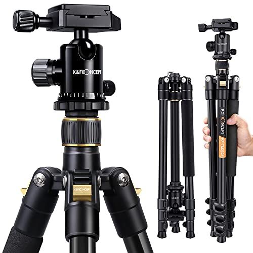 三脚 一眼レフ K&F CONCEPT三脚 軽量 コンパクト 自由雲台 4段 アルミ製 ボールヘッド クイックシュー式 レバーロック | 収納バーグと三脚ケース付き デジタルカメラ 一眼レフ Canon Nikon Petax Sonyなど用 fda4ccaf