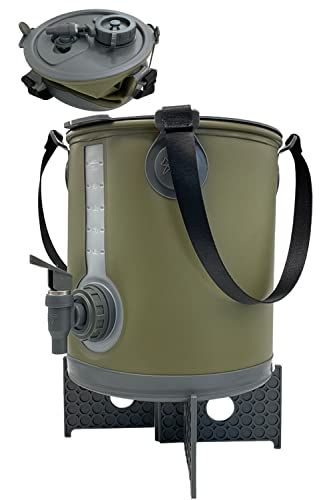 FUTUREFOX ウォータージャグ 10L 折りたたみ ジャグ キャンプ アウトドア ウォータータンク ウォーターキャリー 水タンク | コンパクトに折りたためる,防災備品,高さ10cmの台座が付属,大容量,水が少なくなっても自立,バケツ型,上部に取っ Ju