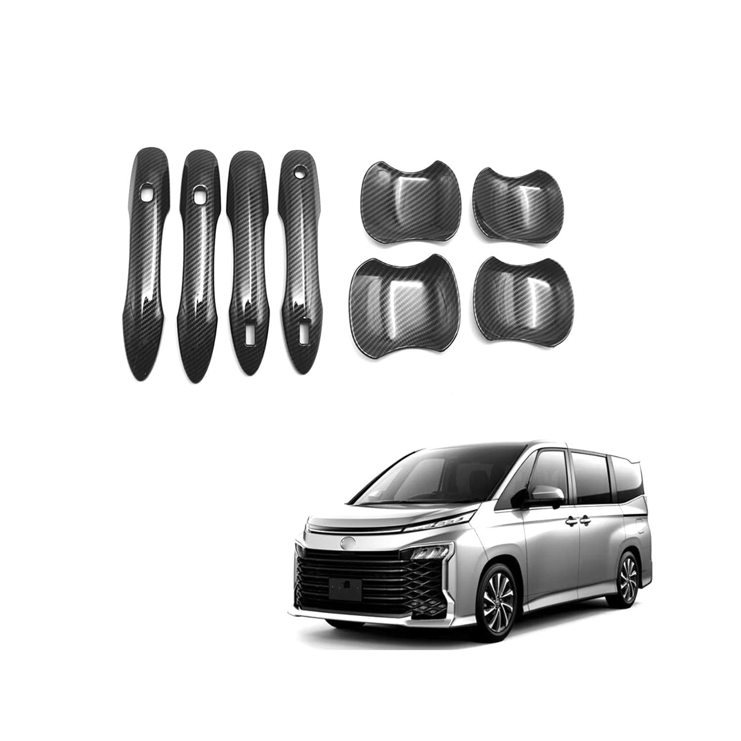 H★新型ヴォクシー 90系 / 新型ノア 90系 令和4年1月?に適用 ドアハンドル装飾カバードレスアップ 傷防止アクセサリーオプション車種専用設計8pcs/セットカーボン柄 c6e5bb70