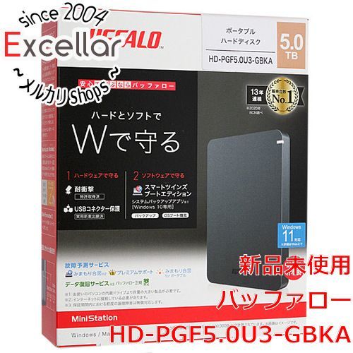 [bn:1] BUFFALO　PortableHD　HD-PGF5.0U3-GBKA　5TB　ブラック