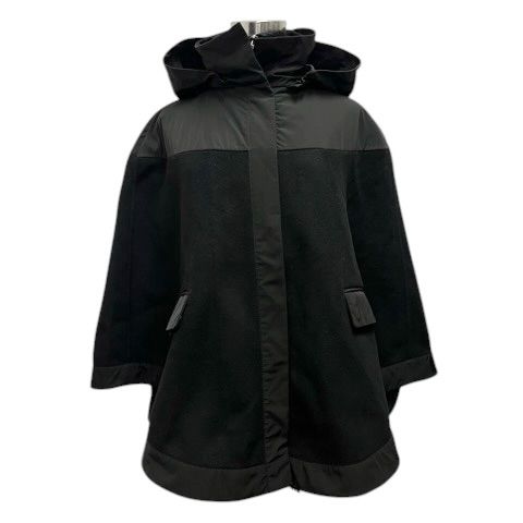 マックス&コー MAX&CO. ポンチョコート フード ウール混 ドッキング M 黒 ブラック 9,900円