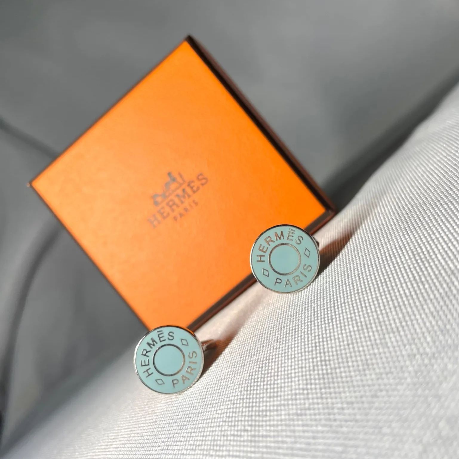 美品 希少 HERMES エルメス セリエ ブランドロゴ ライトブルー