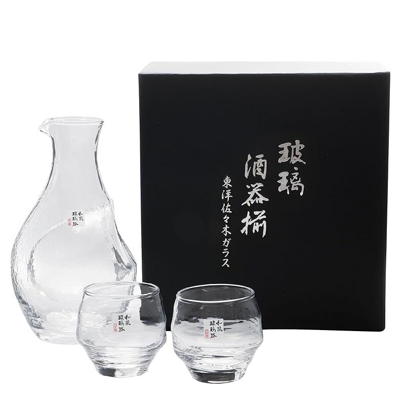 東洋佐々木ガラス 冷酒セット 酒グラスコレクション 酒器揃え 箱入り 日本製 食洗器対応 クリア 3点セット 父の日 G604-M79 (カラフェ)300ml×1、(杯)100ml×2