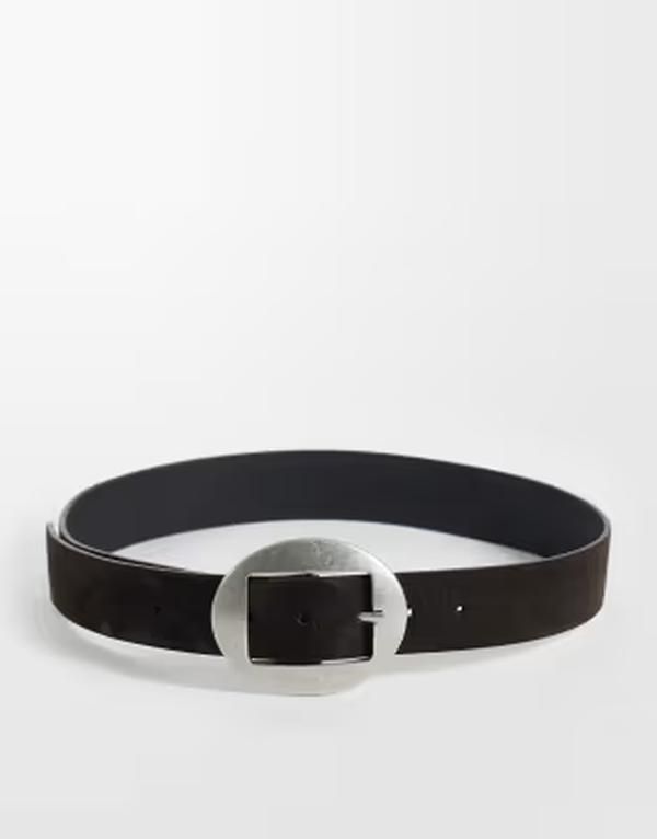 エイソス レディース アクセサリー ベルト スエード ASOS DESIGN ASOS DESGN suede belt with rounded buckle in chocolate チョコレート