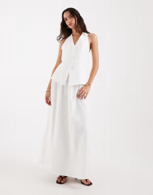 フォースレックレス レディース ボトムスカート コットン マキシ 4th Reckless cotton floaty maxi skirt part of a set WHITE ホワイト