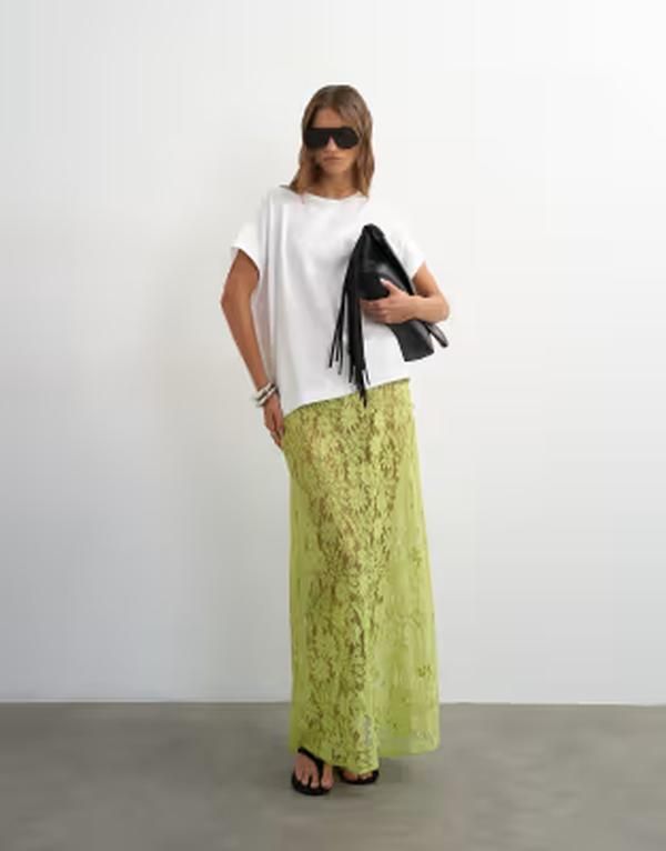 トップショップ レディース ボトムスカート フラワー柄 レース マキシ フラワー Topshop embellished floralace maxi skirt GREEN グリーン 22,260円