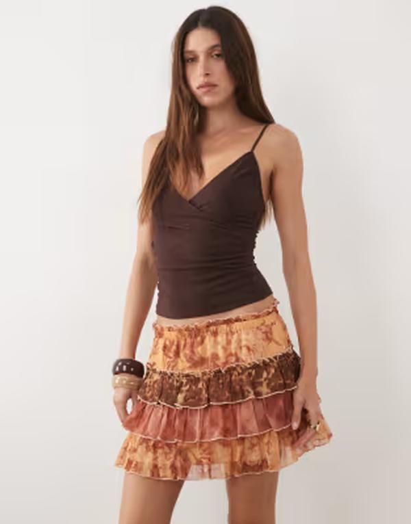 ミスセルフフリッジ レディース ボトムスカート ティアード ミニ Misselfridge tie red mini skirt Mixed print