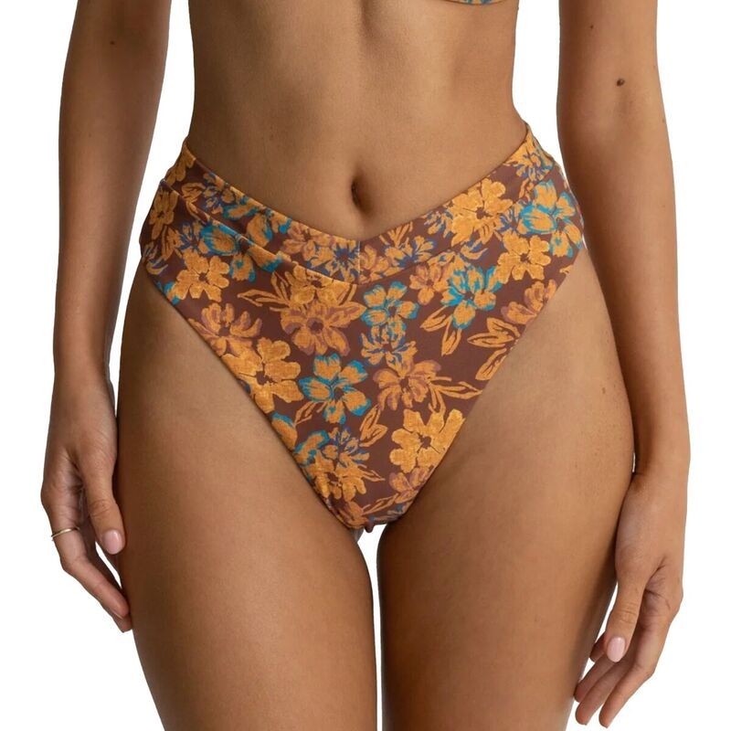 リズム レディース 水着 ボトムスのみ フラワー柄 フラワー Rhythm Oasis Floral DeepV Hi Waist Bikini Bottom Womens Chocolate チョコ
