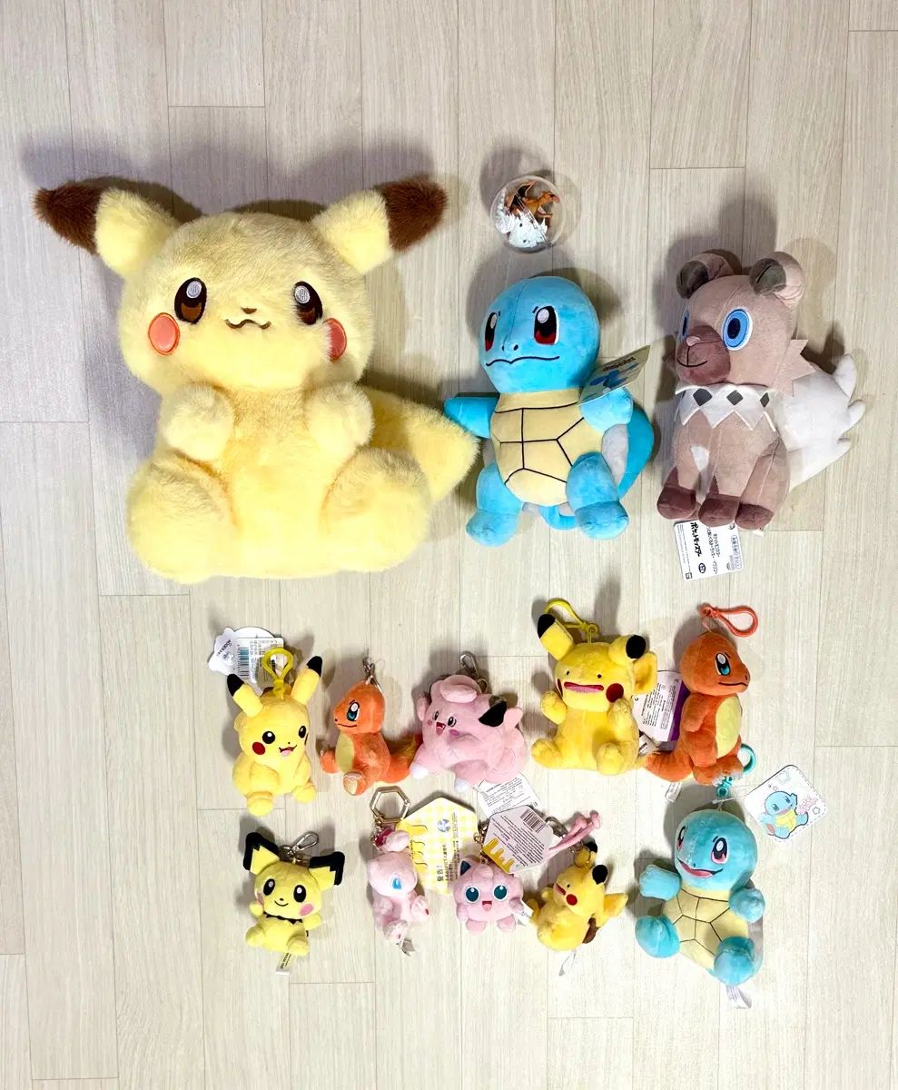 ポケモン ポケットモンスター ピカチュウ ミュウ 꼬부기等 ぬいぐるみガチャキーホルダー鍵バッグホルダーぬいぐるみ(まとめ