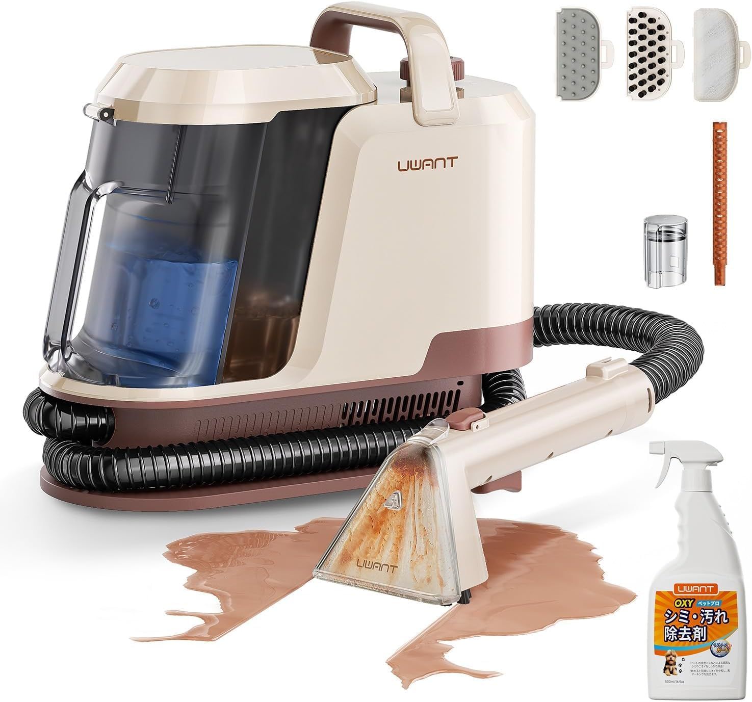 ★新品★Uwant カーペットクリーナー 消臭スティック付け 22kPa吸引力 絨毯クリーナー Set of 1 | 850Wの大出力モーター 3種類のプロ仕様ブラシ 過酸化水素クリーナー 2-in-1大容量水タンク 1年保証 交換のみ・修理 a00ab1d3 14,541円