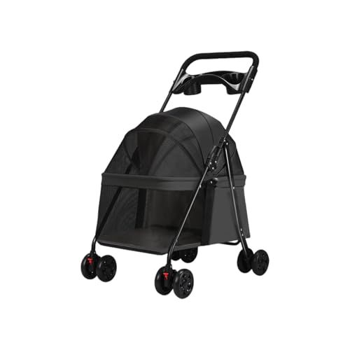☆新品☆犬 カート ペットカート 小型犬 犬用 猫用折たたみ可能 分離可能 多頭の小型犬&猫汎用 ドッグ バギー 折りたたみ式 360度回転キャスター (ブラック) 0219cf6f