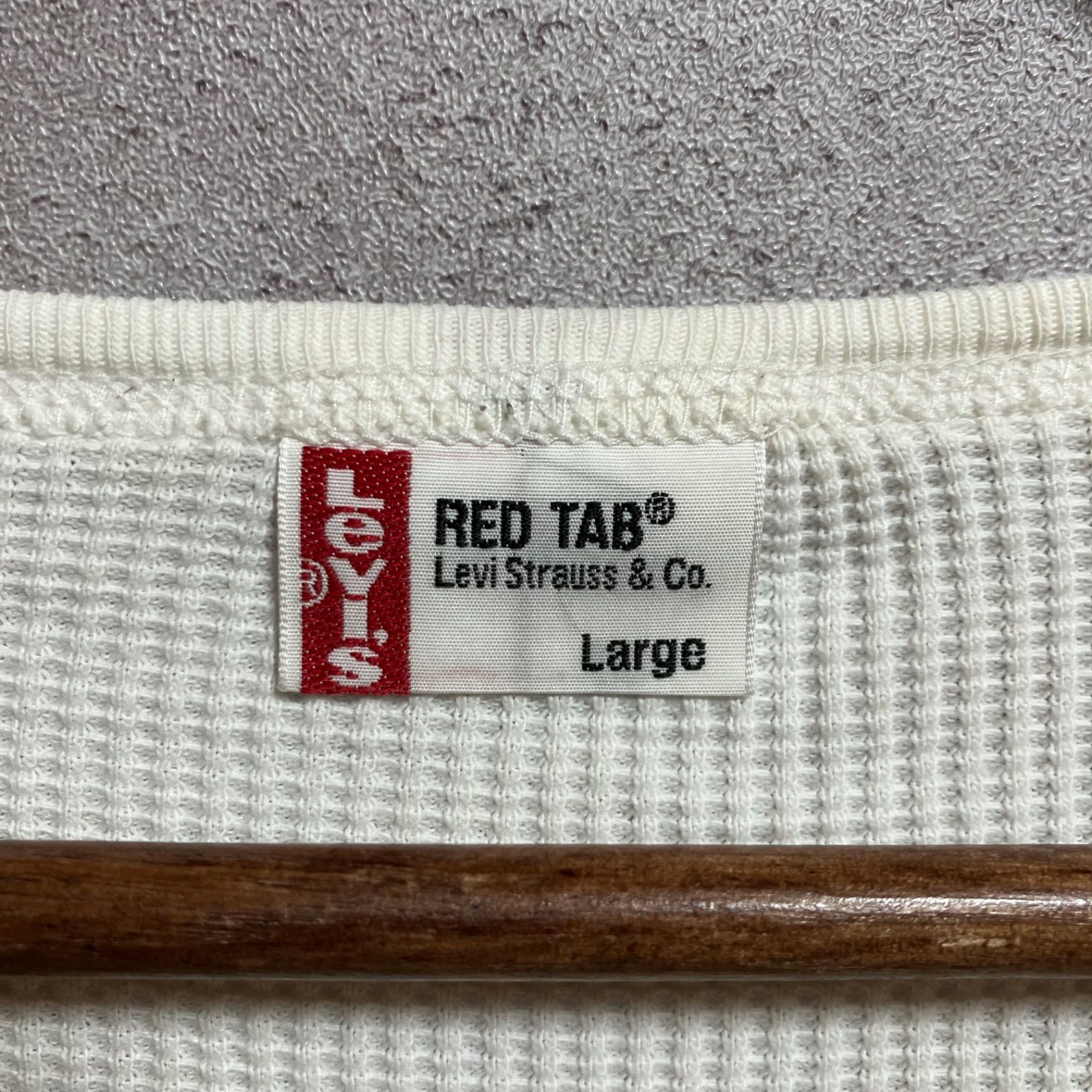 Levi's RED TAB リーバイス レッドタブ スカル サーマル カットソー ロングスリーブ Tシャツ ワッフル 長袖 トップス L アイボリー メンズ SU-51-8 thumbnail 2