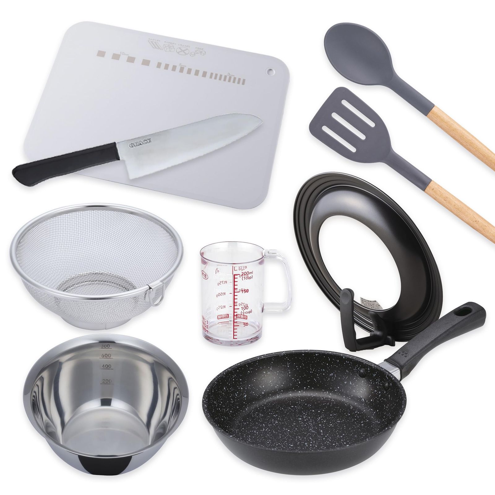 ☆新品☆調理器具9点セット 貝印 一人暮らし 包丁 軽いフライパン PFOSフリー 新生活 キッチン用品 ボウル ざる 包丁 950RC1130 e4b87ac5