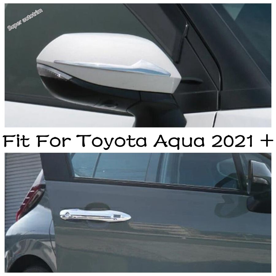 トヨタ アクア 2021-2022 用 リアトランク保護シルプレート バックミラー耐摩耗ストリップ ドアハンドルカバートリム