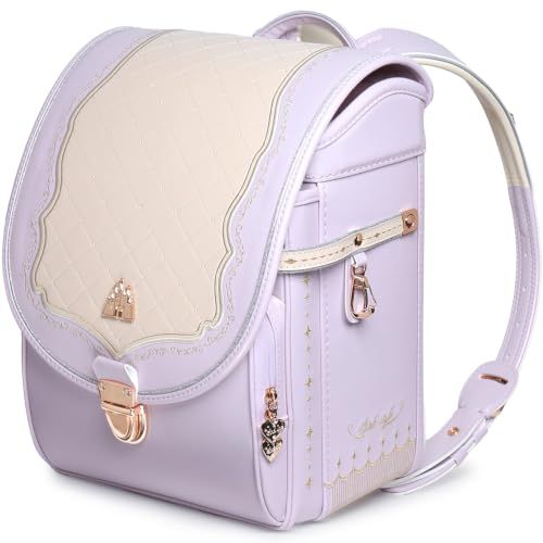 【新品】ランドセル 女の子 小学生 通学 高級人工皮革 パール生地 プリンセス ローズゴールド (バイオレット+アイボリー) 4ffa7719 38,188円