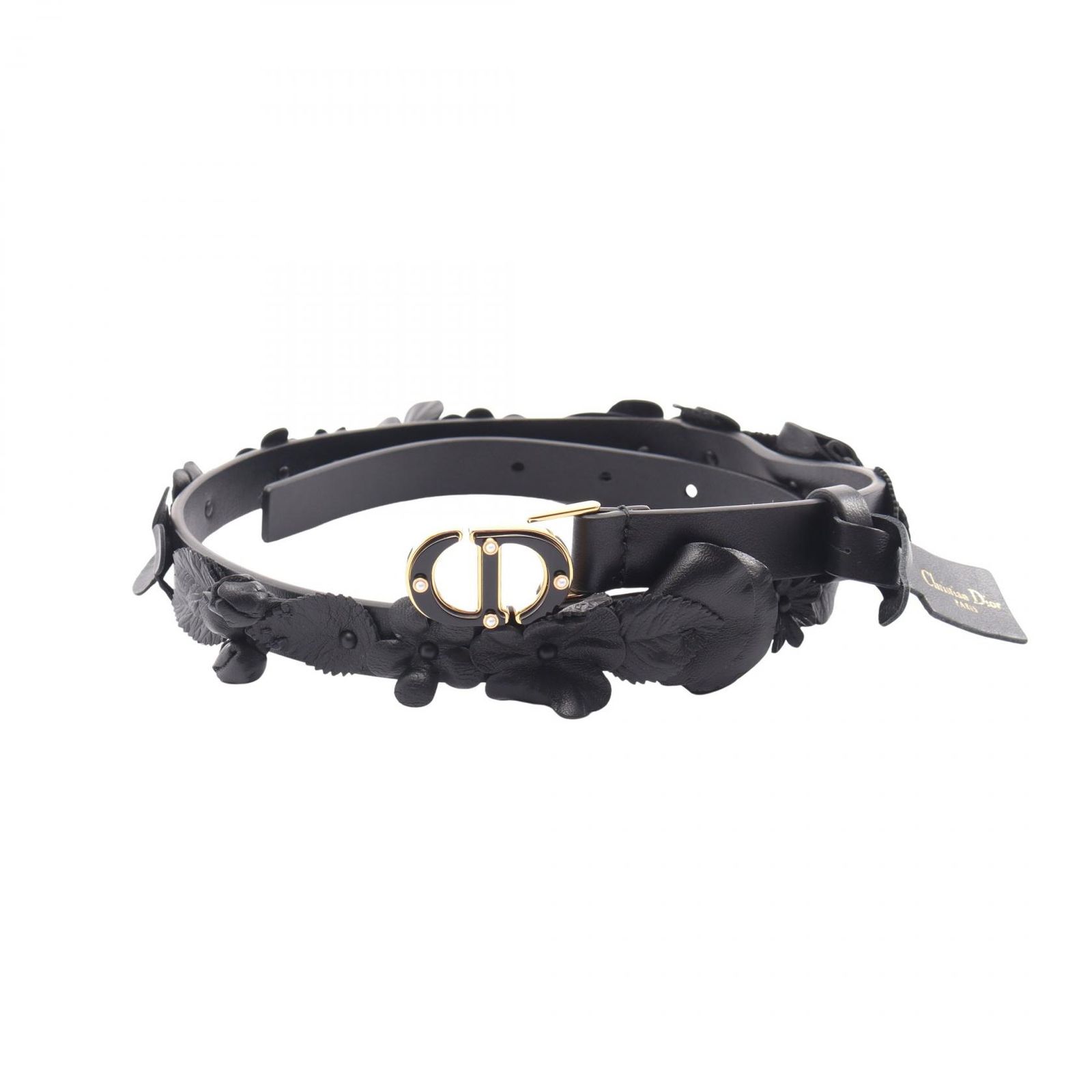 ディオール Dior ベルト CDロゴバックル フラワー ゴールド金具 レザー ベルト レディース Used A 41,470円