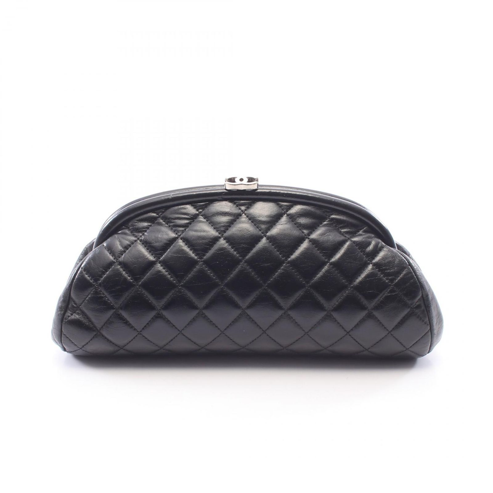 シャネル CHANEL セカンドバッグ クラッチバッグ マトラッセ がま口 ブラック ラムスキン（羊革） マトラッセ クラッチバック レディース Used B