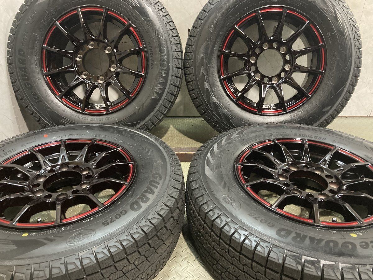 新品 バランス済【YK G075 195/80R15 LT】スタッドレス【5ZIGEN ブラックマン G1 15インチ 6J6HPCD139.7+33】22年製 ハイエース等 (MTN869)