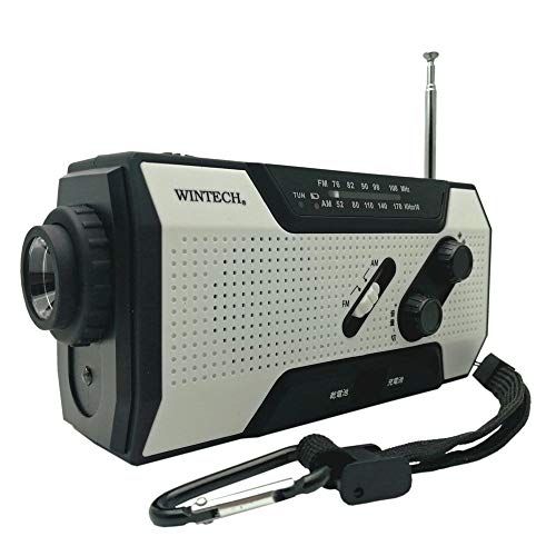 ★新品★防災用 防滴手回し充電 FM/AMポータブルラジオ KDR-201WP LEDライト搭載 ホワイト 携帯充電(MicroUSBケーブル、タイプCアダプタ付属) 乾電池対応 ソーラー充電