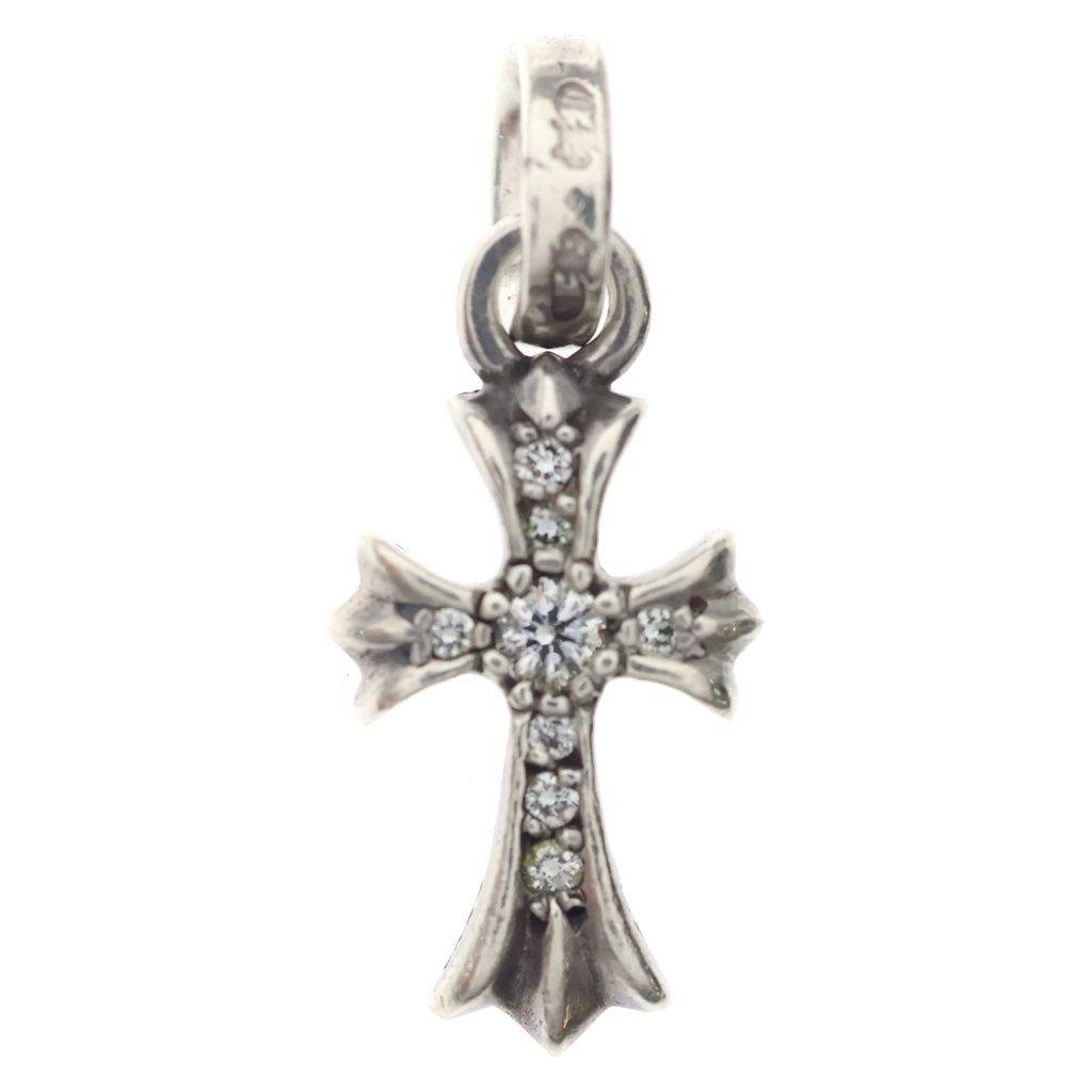 CHROME HEARTS (クロムハーツ) CRS BBYFAT P DMND ベイビーファットクロス PAVEダイヤ ペンダントトップ シルバーBCA234