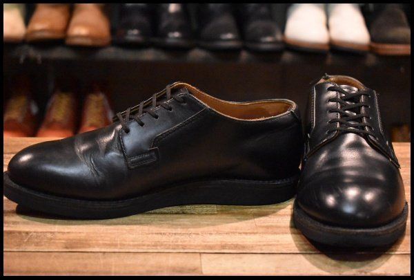 【8D 良品 19年】レッドウィング 101 ポストマン シューズ 黒 ブラック シャパラル 短靴 レースアップ ブーツ redwing HOPESMORE【GH187】