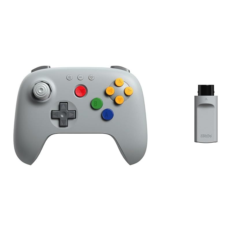 【新品】 8BitDo 64 2.4G ワイヤレス コントローラー (オリジナル N64 コンソール、アナログ 3D、および Windows 用) (Grey)