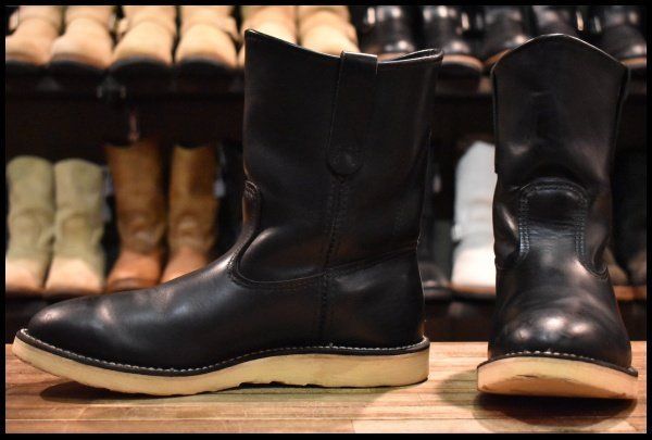 【9E 良品 08年】レッドウィング 8169 ペコス 黒 ブラッククローム プルオン クッションソール ブーツ redwing pecos HOPESMORE【GH194】