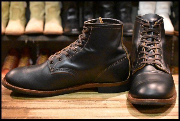 【10D 良品 23年】レッドウィング 9060 ベックマン ブラッククローンダイク 黒 茶芯 フラットボックス 編み上げ ブーツ redwing HOPESMORE【GH198】